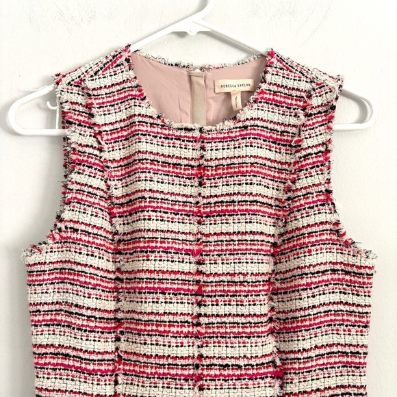 Rebecca Taylor Optic Tweed Sheath Dress & Jacket Outfit Set Candy Apple Red Sz 2 - Picture 3 of 15